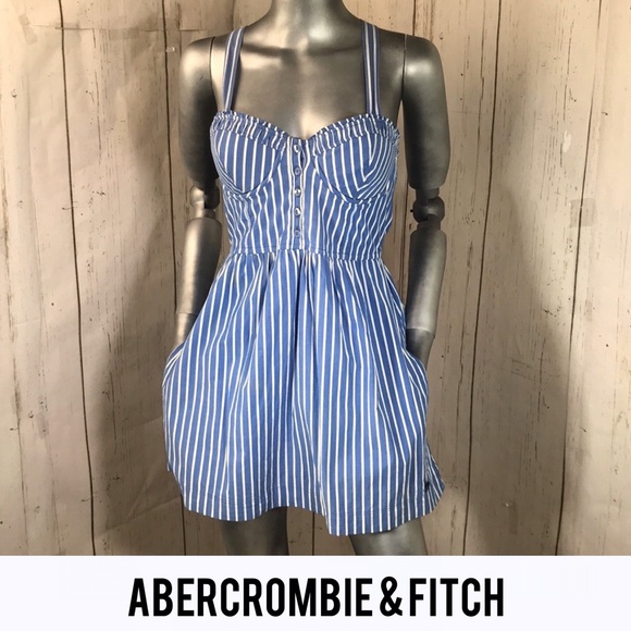 Abercrombie & Fitch Dresses & Skirts - A&F Blue Pinstriped Bustier Summer Sun Dress